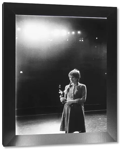 Actress Polly James April 1969 on stage at the New Theatre where she is performing