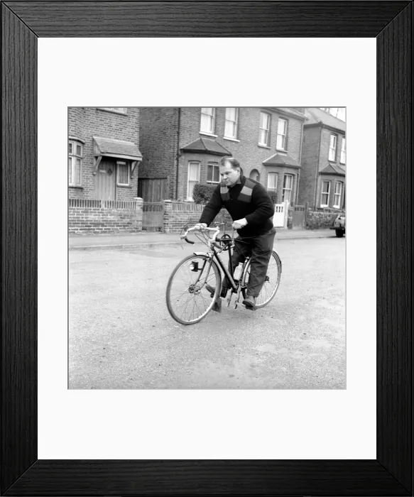 Framed Print : Dickie Bird seen here with his hand pedal bike. 1958 A218-002 Framed Print : Dickie Bird seen here with his hand pedal bike. 1958 A218-002