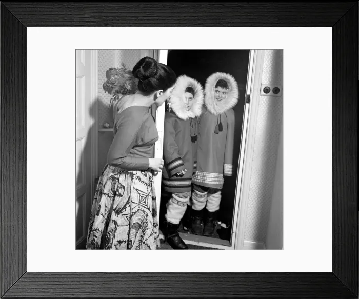 Framed Print : Clothing: Eskimo Coats: Mrs. Betty Wyatt teaches Eskimos on Baffin Island seen here Framed Print : Clothing: Eskimo Coats: Mrs. Betty Wyatt teaches Eskimos on Baffin Island seen here