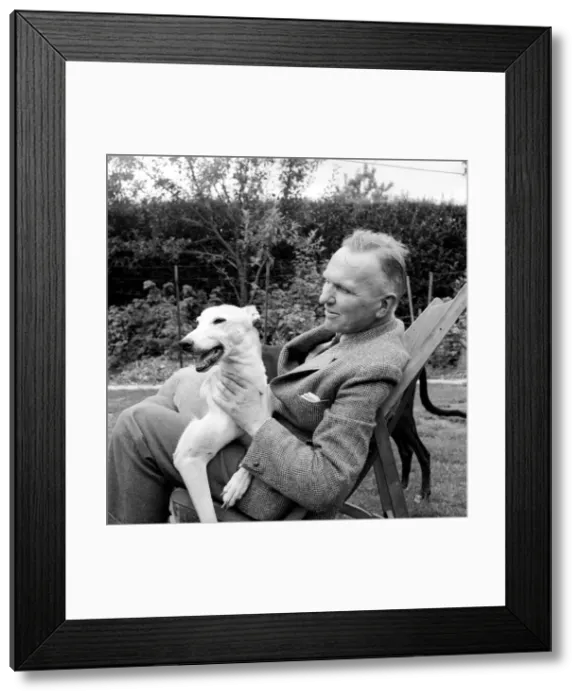 Framed Print : Man and Greyhounds: Frank Sanderson seen here at his St Framed Print : Man and Greyhounds: Frank Sanderson seen here at his St