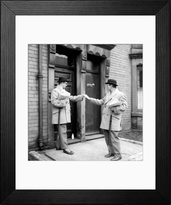 Framed Print : Bowler hatted gentleman paper boys. Tom Hofferton and Stan Stevens. 1966 A569 Framed Print : Bowler hatted gentleman paper boys. Tom Hofferton and Stan Stevens. 1966 A569
