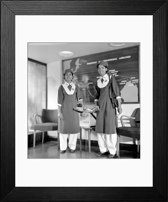 Framed Print : Pakistani Air Hostesses seen here at Pakistani Airways House in London Framed Print : Pakistani Air Hostesses seen here at Pakistani Airways House in London