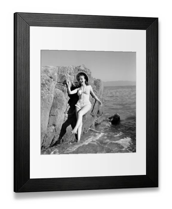 Framed Print : Clothing: Fashion: Beachwear: Holidaymakers: Bathing: Beauties seen here cooling off in Framed Print : Clothing: Fashion: Beachwear: Holidaymakers: Bathing: Beauties seen here cooling off in
