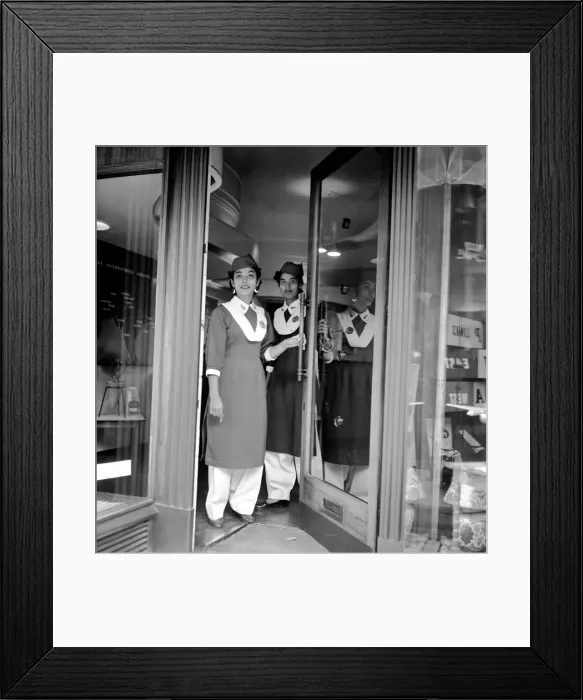 Framed Print : Pakistani Air Hostesses seen here at Pakistani Airways House in London Framed Print : Pakistani Air Hostesses seen here at Pakistani Airways House in London