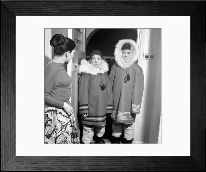 Framed Print : Clothing: Eskimo Coats: Mrs. Betty Wyatt teaches Eskimos on Baffin Island seen here Framed Print : Clothing: Eskimo Coats: Mrs. Betty Wyatt teaches Eskimos on Baffin Island seen here