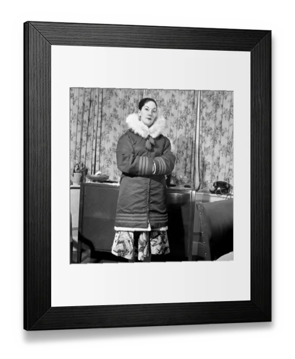 Framed Print : Clothing: Eskimo Coats: Mrs. Betty Wyatt teaches Eskimos on Baffin Island seen here