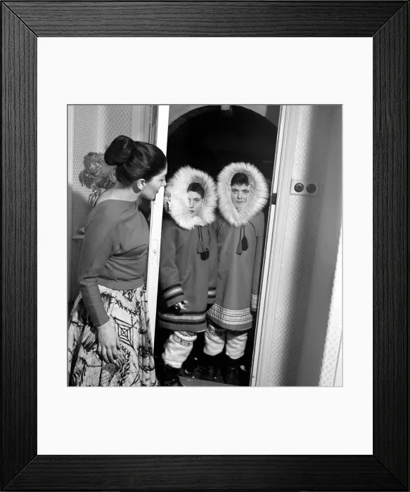 Framed Print : Clothing: Eskimo Coats: Mrs. Betty Wyatt teaches Eskimos on Baffin Island seen here Framed Print : Clothing: Eskimo Coats: Mrs. Betty Wyatt teaches Eskimos on Baffin Island seen here