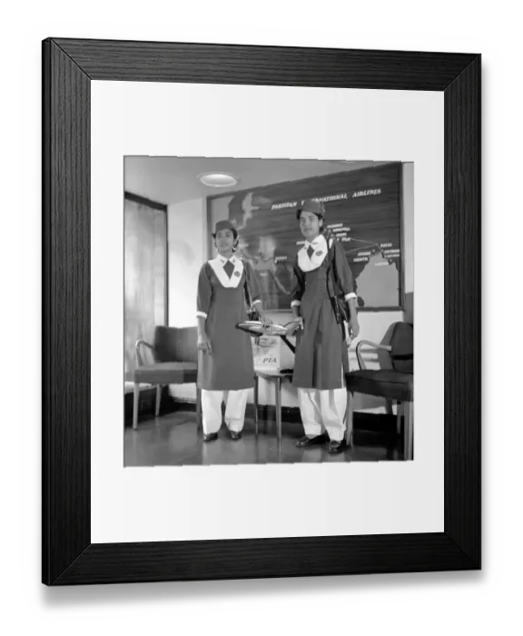 Framed Print : Pakistani Air Hostesses seen here at Pakistani Airways House in London