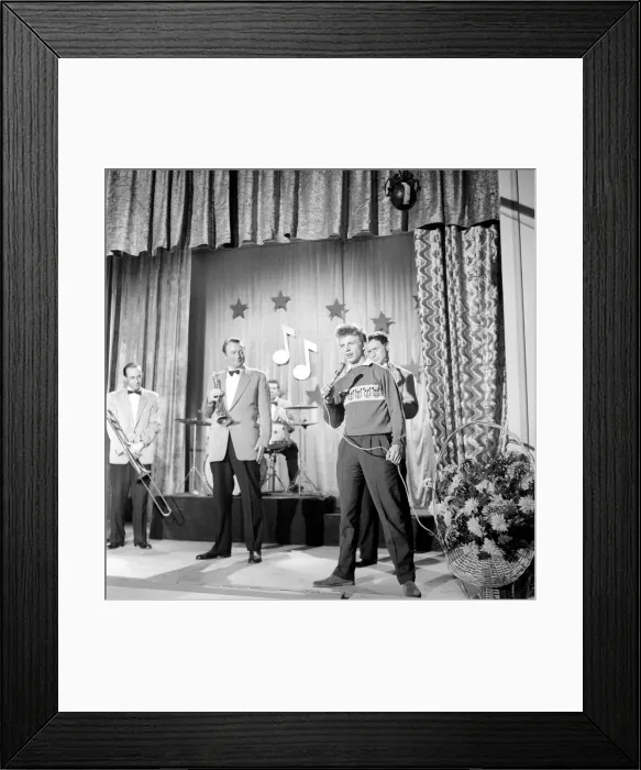 Framed Print : Singer Tommy Steel seen here performing. 1957 A397-003 Framed Print : Singer Tommy Steel seen here performing. 1957 A397-003