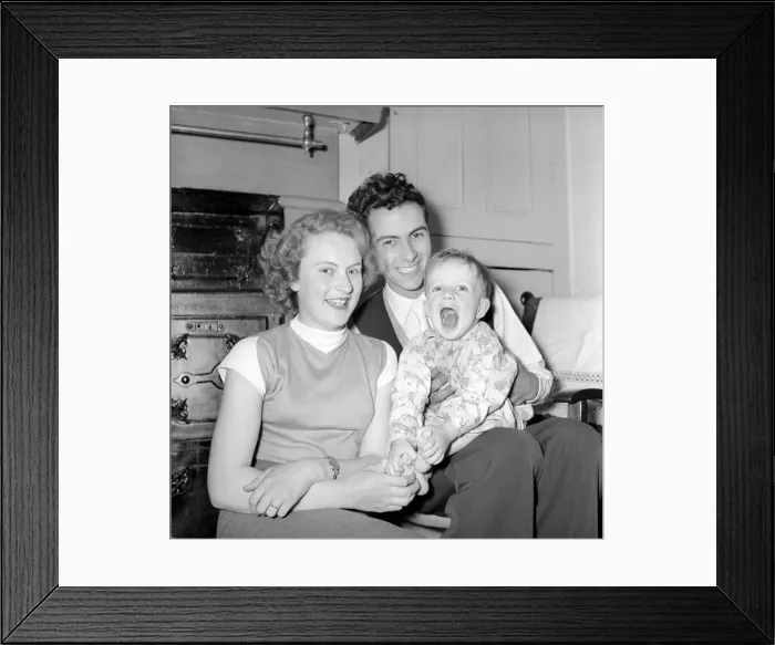 Framed Print : Family Life: Mr. and Mrs. Hull seen here with their son listening to the radio on their Framed Print : Family Life: Mr. and Mrs. Hull seen here with their son listening to the radio on their