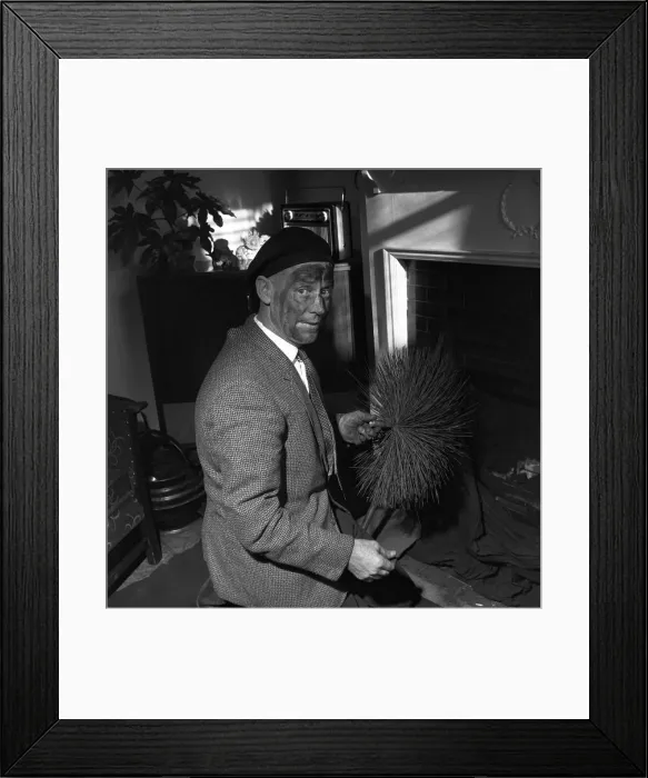 Framed Print : Chimney sweep (Ronald Neal) seen here at work. 1967 A1328-004