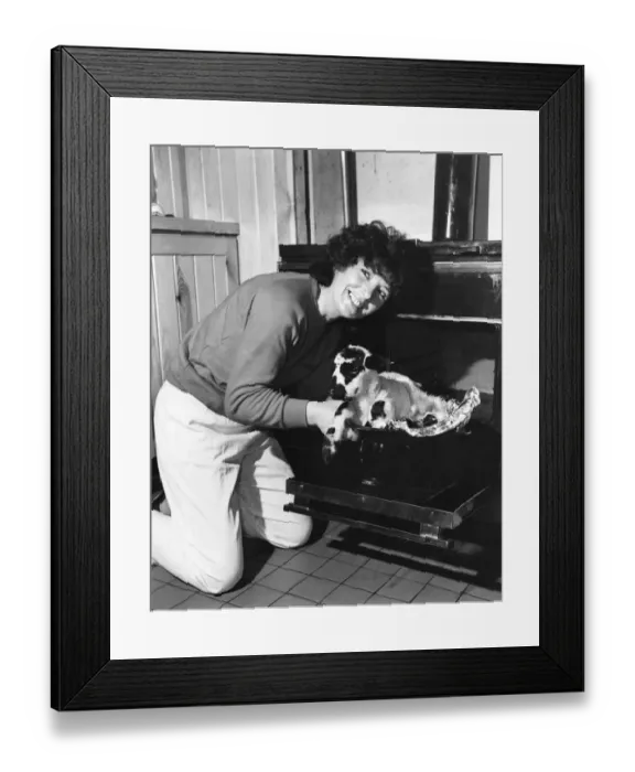 Framed Print : This was how farmer Marian Burgess brought the best out of a frozen spring lamb Framed Print : This was how farmer Marian Burgess brought the best out of a frozen spring lamb