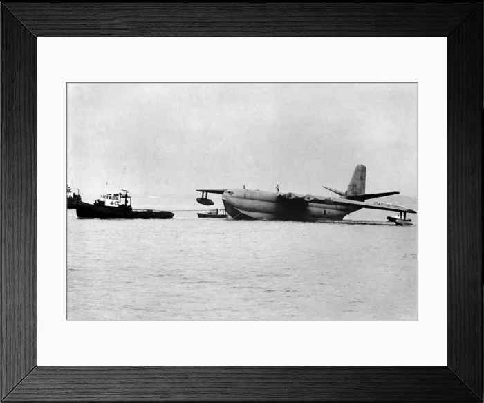 Framed Print : Saunders Roe Princess Flying Boat being towed at Calshot Isle of Wight to the breakers Framed Print : Saunders Roe Princess Flying Boat being towed at Calshot Isle of Wight to the breakers