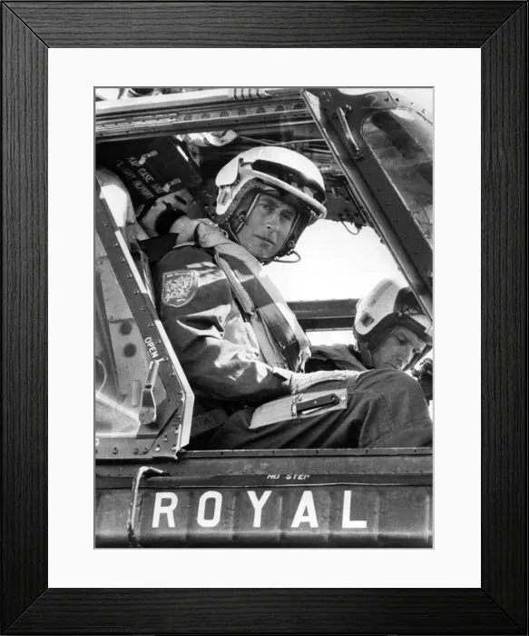 Framed Print : High Flyer Prince Charles at the controls of a helicopter in September 1974 during his Framed Print : High Flyer Prince Charles at the controls of a helicopter in September 1974 during his