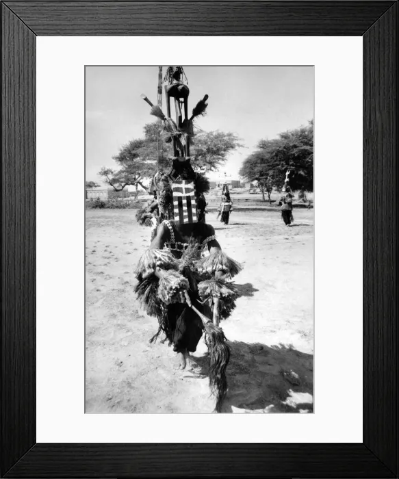 Framed Print : Trans African hovercraft expedition. Wearing his mask, one of the Pagan dancers of Framed Print : Trans African hovercraft expedition. Wearing his mask, one of the Pagan dancers of