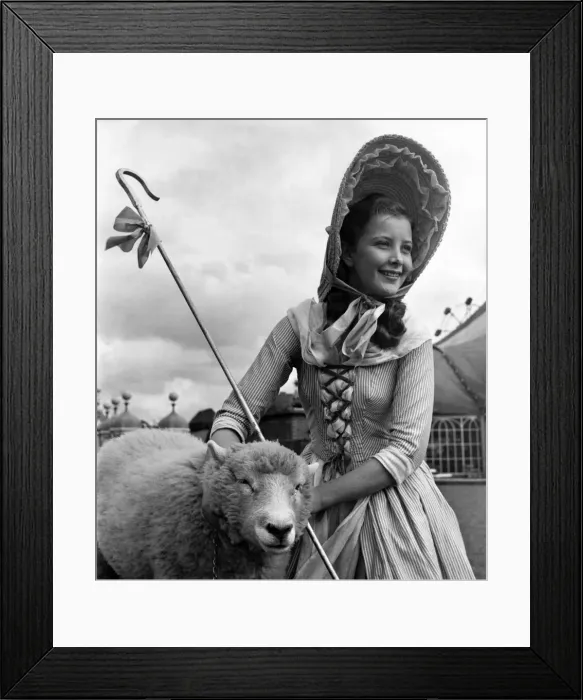 Framed Print : Actress June Thurburn, in traditional shepherdess clothes Framed Print : Actress June Thurburn, in traditional shepherdess clothes