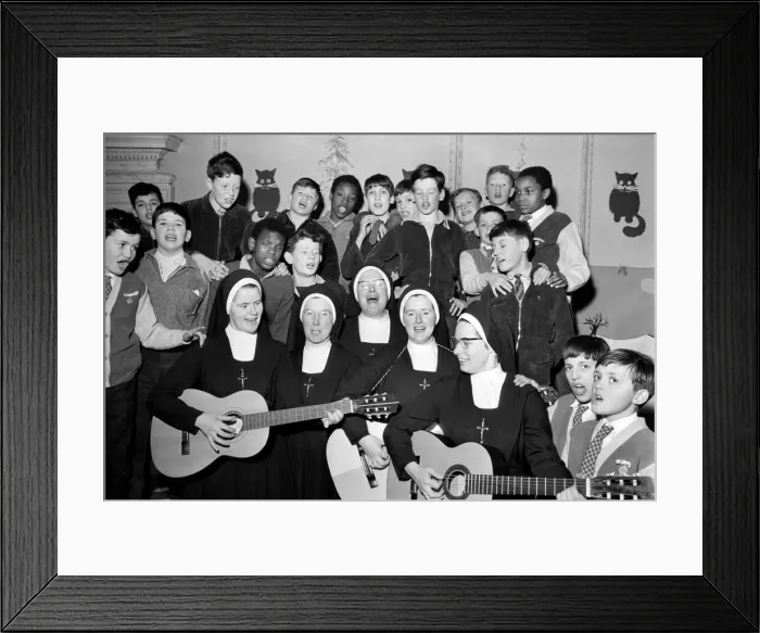 Framed Print : Four nuns from the St. Joseph School for Mentally Handicapped Boys, at Broome Court