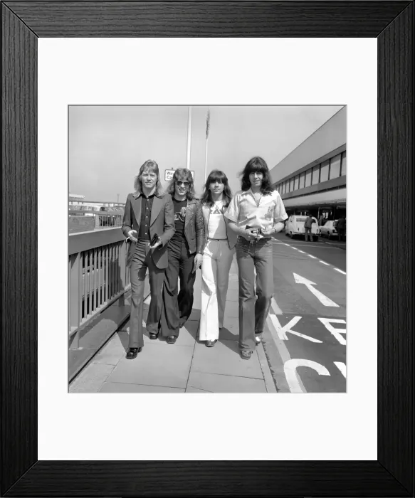 Framed Print : Pop group The Sweet at London Airport. June 1975 Framed Print : Pop group The Sweet at London Airport. June 1975