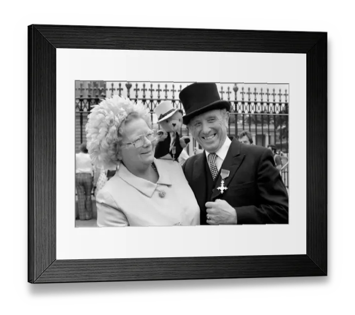 Framed Print : Sooty, Harry Corbett and wife at investiture at Buckingham Palace. Jult 1976 Framed Print : Sooty, Harry Corbett and wife at investiture at Buckingham Palace. Jult 1976