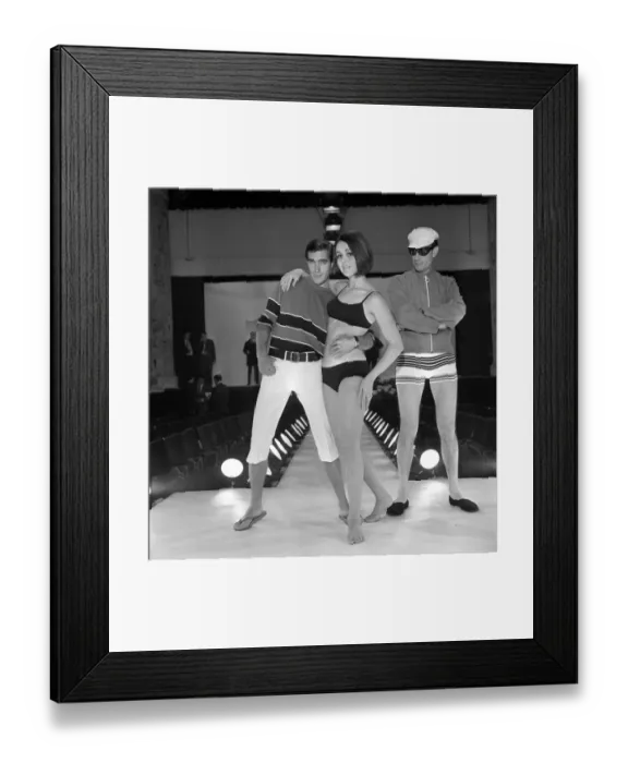 Framed Print : Mens Fashion: Peter Christian wearing the latest in beachwear for men