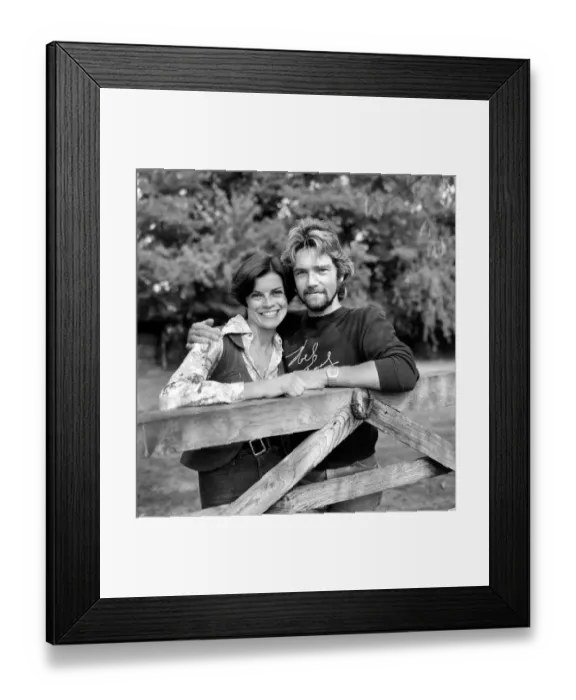 Framed Print : Noel Edmonds and his wife at home relax in the garden. September 1976