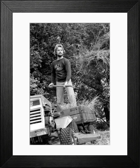 Framed Print : Noel Edmonds at home relaxing in the garden. September 1976 Framed Print : Noel Edmonds at home relaxing in the garden. September 1976