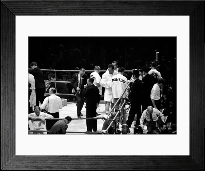 Framed Print : Cassius Clay v. Brian London at Earls Court: Brian London seen here looking across