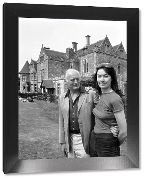 Lord and Lady Montagu in front of their home Palace House Beaulieu Hants. June 1976