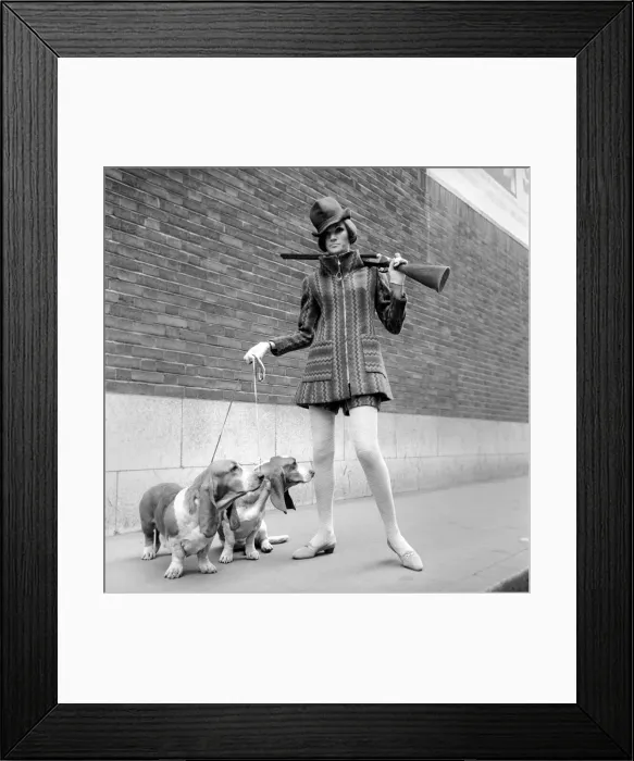Framed Print : Stand and Delivery. Model seen here wearing a Rhona Roy mini skirt
