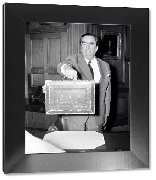 Chancellor Dennis Healey with (Dispatch) Budget Box. March 1976