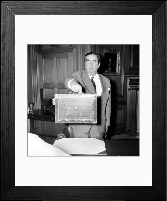 Framed Print : Chancellor Dennis Healey with (Dispatch) Budget Box. March 1976
