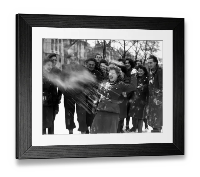 Framed Print : ATS women involved in a snowball fight with RASC drivers of Winston Club in Berlin