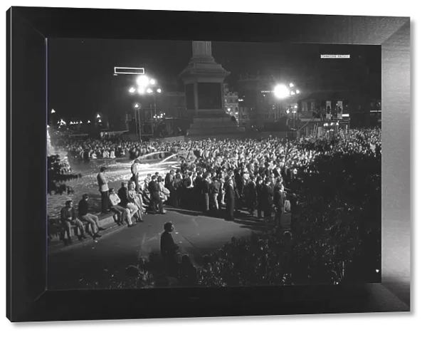 Trafalgar Square London July 1969 People gather late at night in Trafalgar Square