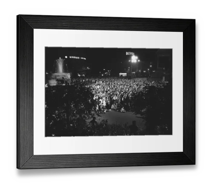 Framed Print : Trafalgar Square London July 1969 People gather late at night in Trafalgar Square