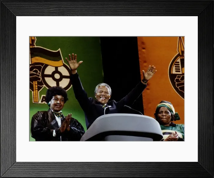Framed Print : Nelson Mandela ANC President of South Africa at Wembley with his wife Winnie African Framed Print : Nelson Mandela ANC President of South Africa at Wembley with his wife Winnie African