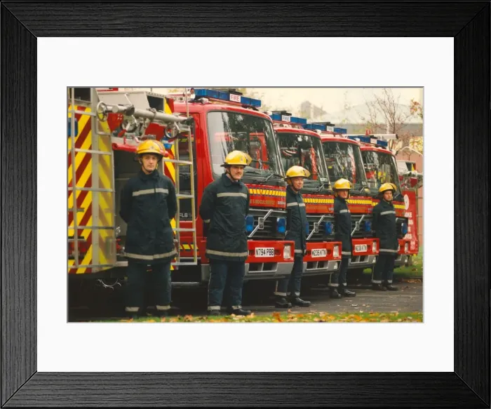Framed Print : The Morpeth Fire Brigade takes delivery of a fleet of new fire engines - left to right Framed Print : The Morpeth Fire Brigade takes delivery of a fleet of new fire engines - left to right