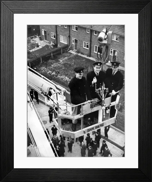 Framed Print : Fire fighters demonstrate the latest in fire engine equipment - Simon Snorkel the cherry Framed Print : Fire fighters demonstrate the latest in fire engine equipment - Simon Snorkel the cherry