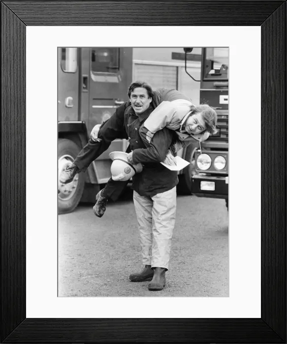 Framed Print : Pouring cold water on the reports claims that firemen are unfit Framed Print : Pouring cold water on the reports claims that firemen are unfit