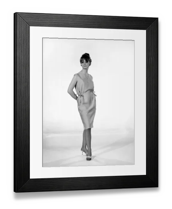 Framed Print : Clothing: Fashion: Dress: Draw string dress modelled by Carol Hartley. 1966 B1897
