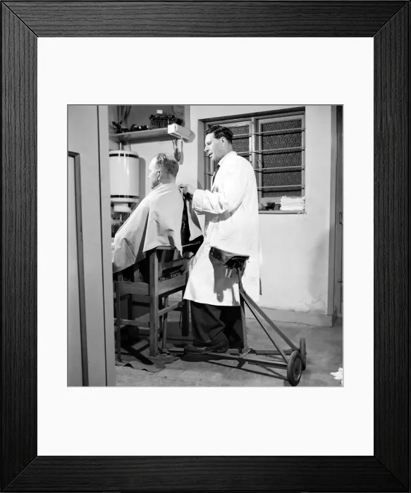 Framed Print : Inventions: The Mobile Barber Chair. 1960 A791-002 Framed Print : Inventions: The Mobile Barber Chair. 1960 A791-002