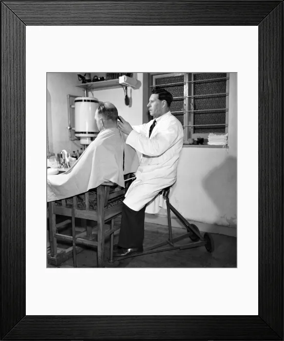 Framed Print : Inventions: The Mobile Barber Chair. 1960 A791-001 Framed Print : Inventions: The Mobile Barber Chair. 1960 A791-001