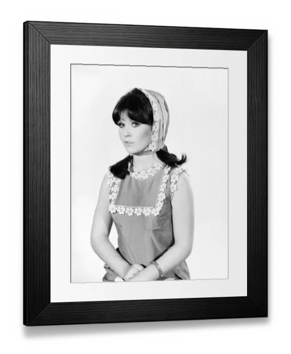 Framed Print : Clothing: Fashion: Hats: Woman wearing granny hood. Model: Rosemary Bell. 1966 B1965-004 Framed Print : Clothing: Fashion: Hats: Woman wearing granny hood. Model: Rosemary Bell. 1966 B1965-004