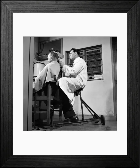 Framed Print : Inventions: The Mobile Barber Chair. 1960 A791-003 Framed Print : Inventions: The Mobile Barber Chair. 1960 A791-003