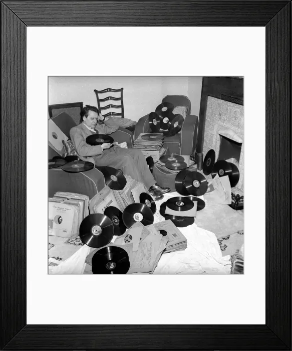 Framed Print : Record collector: Mr. Brodetsky a Leeds record collector seen here with his collection