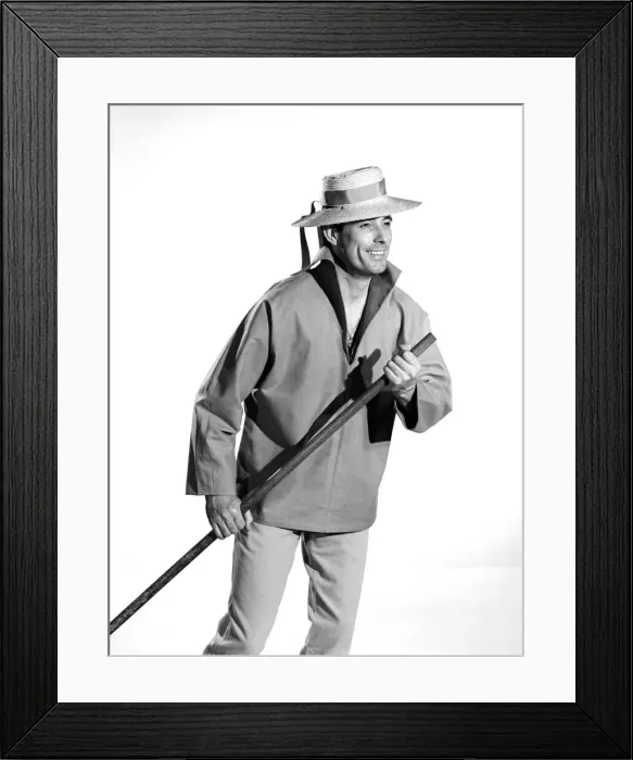 Framed Print : Model Peter Anthony wearing blue sailors shirt 1959 Framed Print : Model Peter Anthony wearing blue sailors shirt 1959