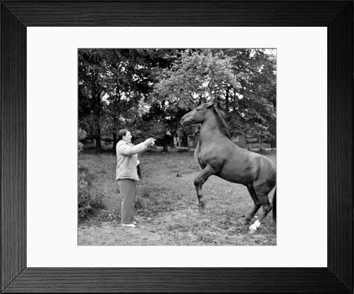 Framed Print : Mrs. Moss seen here with her horses. 1954 A145d-002 Framed Print : Mrs. Moss seen here with her horses. 1954 A145d-002