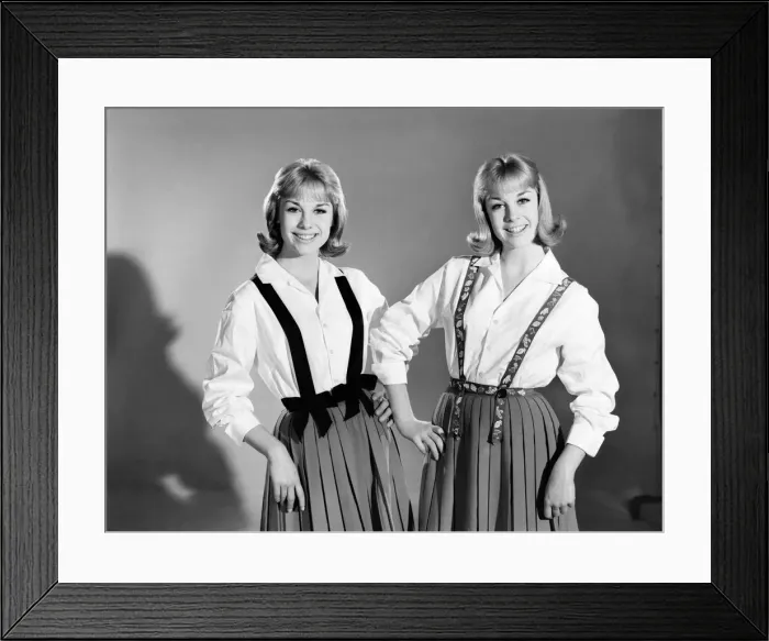 Framed Print : Models: Baker Twins wearing braces. July 1962