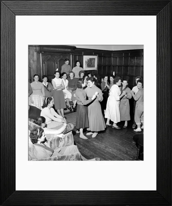 Framed Print : Where have all the men gone. Women mushroom picker have a dance. Circa 1963