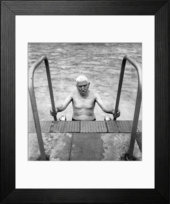 Framed Print : William Johnson 90 year old swimmer seen here taking exercise at his local pool Framed Print : William Johnson 90 year old swimmer seen here taking exercise at his local pool