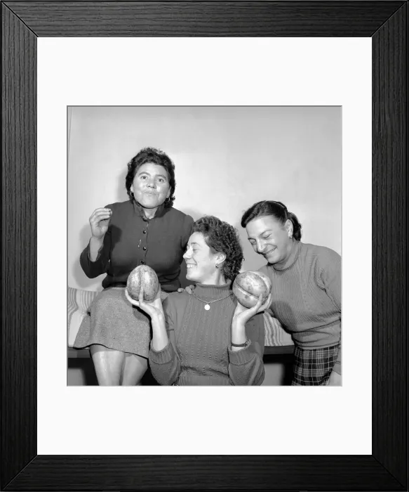 Framed Print : I ve got a lovely pair of coconuts. Woman holding a coconut. Circa 1963 A736a Framed Print : I ve got a lovely pair of coconuts. Woman holding a coconut. Circa 1963 A736a
